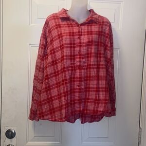 VINTAGE CW CLASSES FLANNEL 💯 COTTON WOMEN TOP SHIRT PRAID BLOUSE PLUS SIZE 4X
